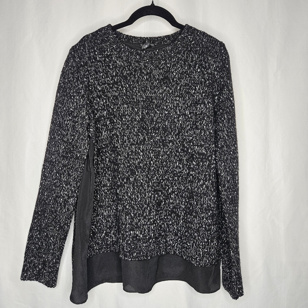 Club Monaco Kaelane Mixed Media Layered Side Slit Knit Pullover Sweater Size L